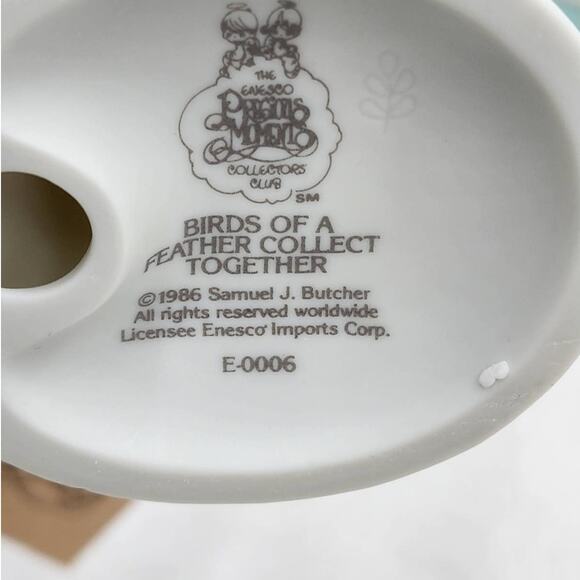 Precious Moments Figurine Birds Of Feather Collect Together 1986 Vintage E-0006 - Picture 3 of 11